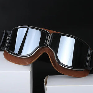 Lunettes de Moto Rétro Pliables en Cuir - Anti-Vent et Anti-Poussière - vue 12