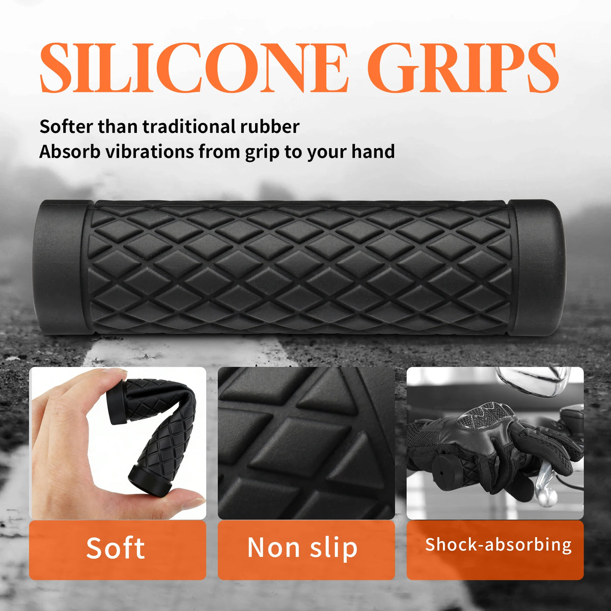 Revêtements de poignées silicone antidérapants 1 pouce - Harley-Davidson Touring, Dyna, Sportster, Softail – photo 4/7