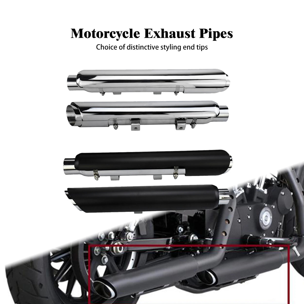 Silencieux d'échappement noir style shortshots pour Harley-Davidson Sportster - vue 1