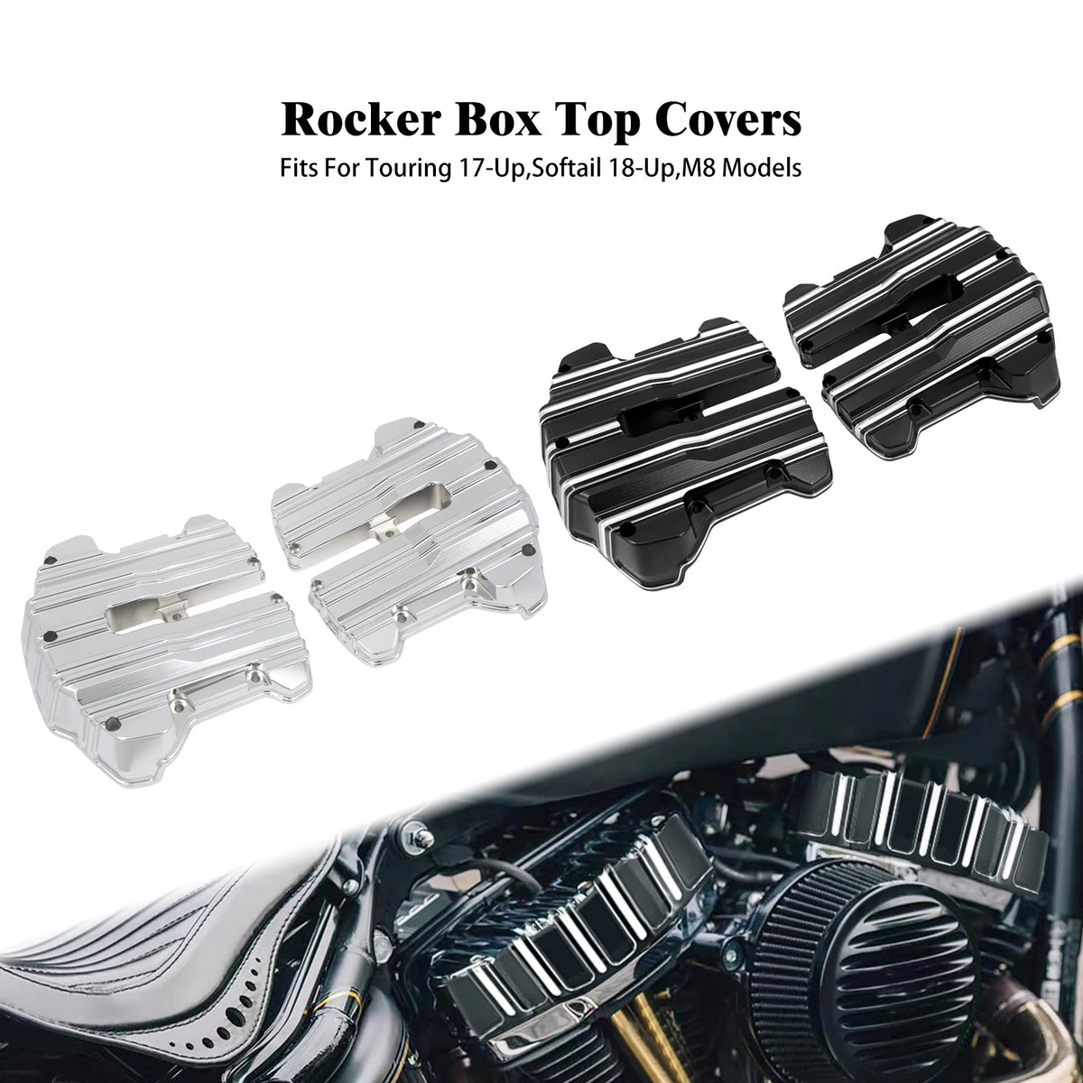 Paire de caches culbuteurs en aluminium pour Harley-Davidson moteur M8 - vue 1