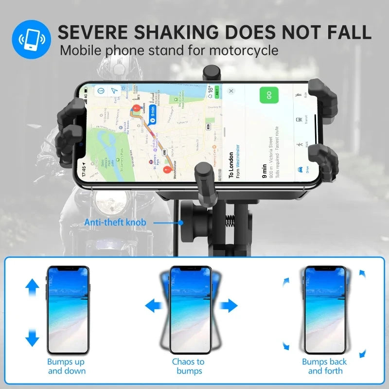 Support téléphone moto pour guidon et rétroviseur - smartphones 4,7 à 7 pouces - vue 3