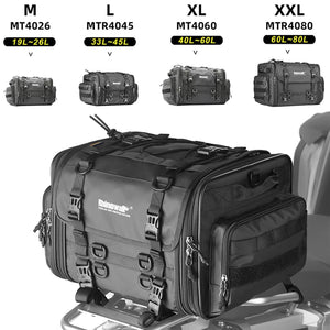 Sac de selle arrière moto Rhinowalk noir, fermetures zippées latérales - vue 1