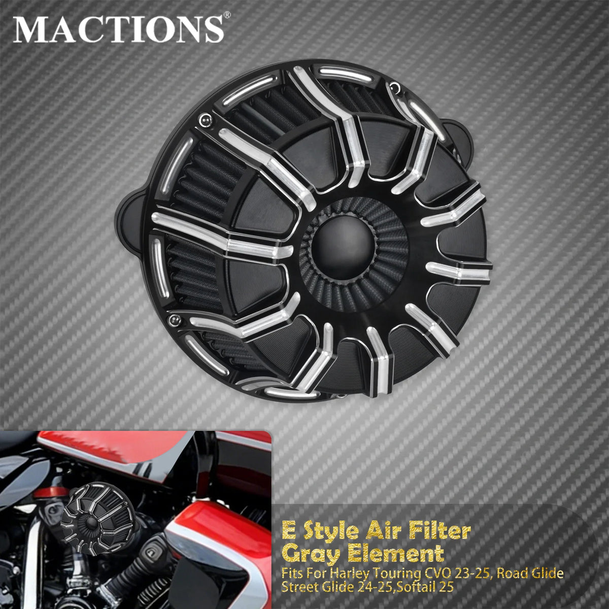 Filtre à air CNC - Harley Softail Fat Boy, Breakout FXBB, Low Rider 2025, Touring CVO, Street Glide, Road Glide 2023-2026 – photo 1/11
