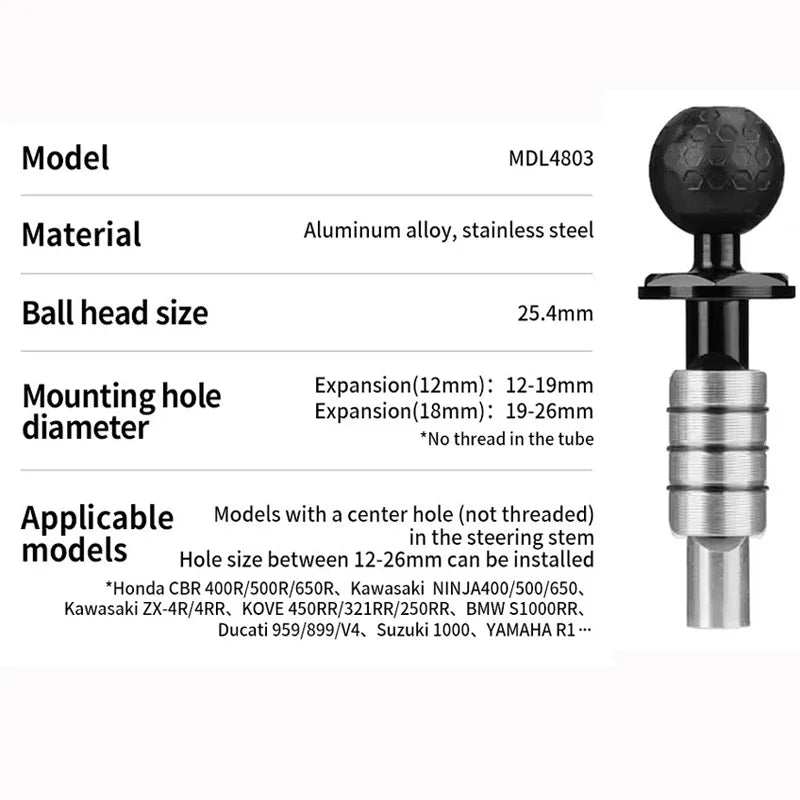 Support téléphone/caméra à rotule pour fourche de moto - vue 5