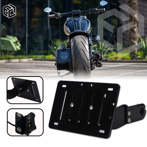 Support latéral de plaque d'immatriculation avec LED pour Harley Fat Boy, Breakout, Heritage Classic, Low Rider - vue 1
