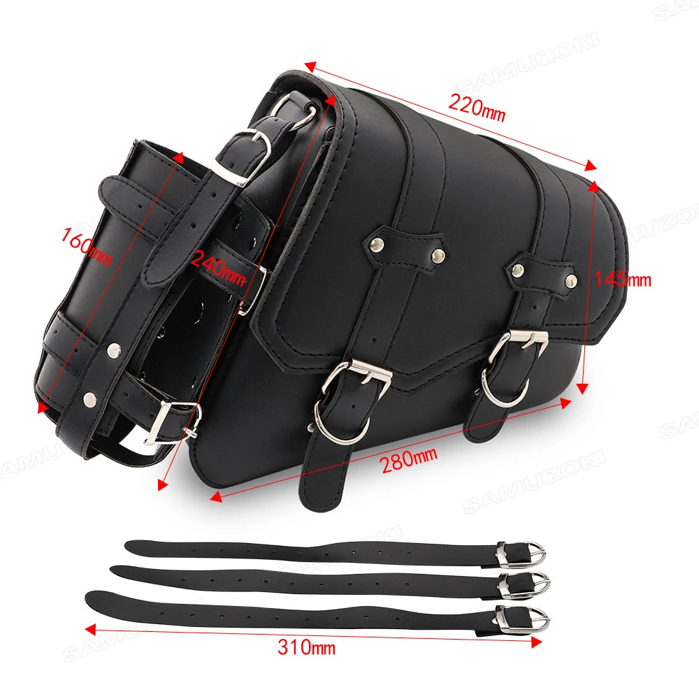 Sacoche latérale en cuir noir fixée sur le côté d'une Harley-Davidson Sportster - vue 9