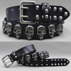 Ceinture en cuir véritable cloutée style rock - vue 31