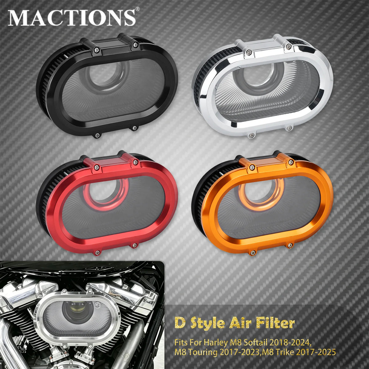 Kit Filtre à Air avec Anneaux Colorés - Harley-Davidson M8 Touring, Softail, Trike – photo 1/10