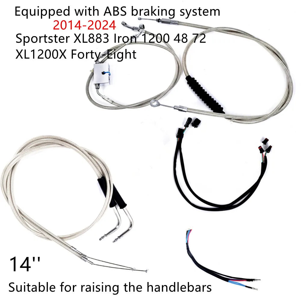 Kit de durite d'embrayage et de frein d'extension 10-18 pouces pour Harley-Davidson Sportster XL883, Iron XL1200, Forty Eight, 72V 2007-2024 – photo 15/20