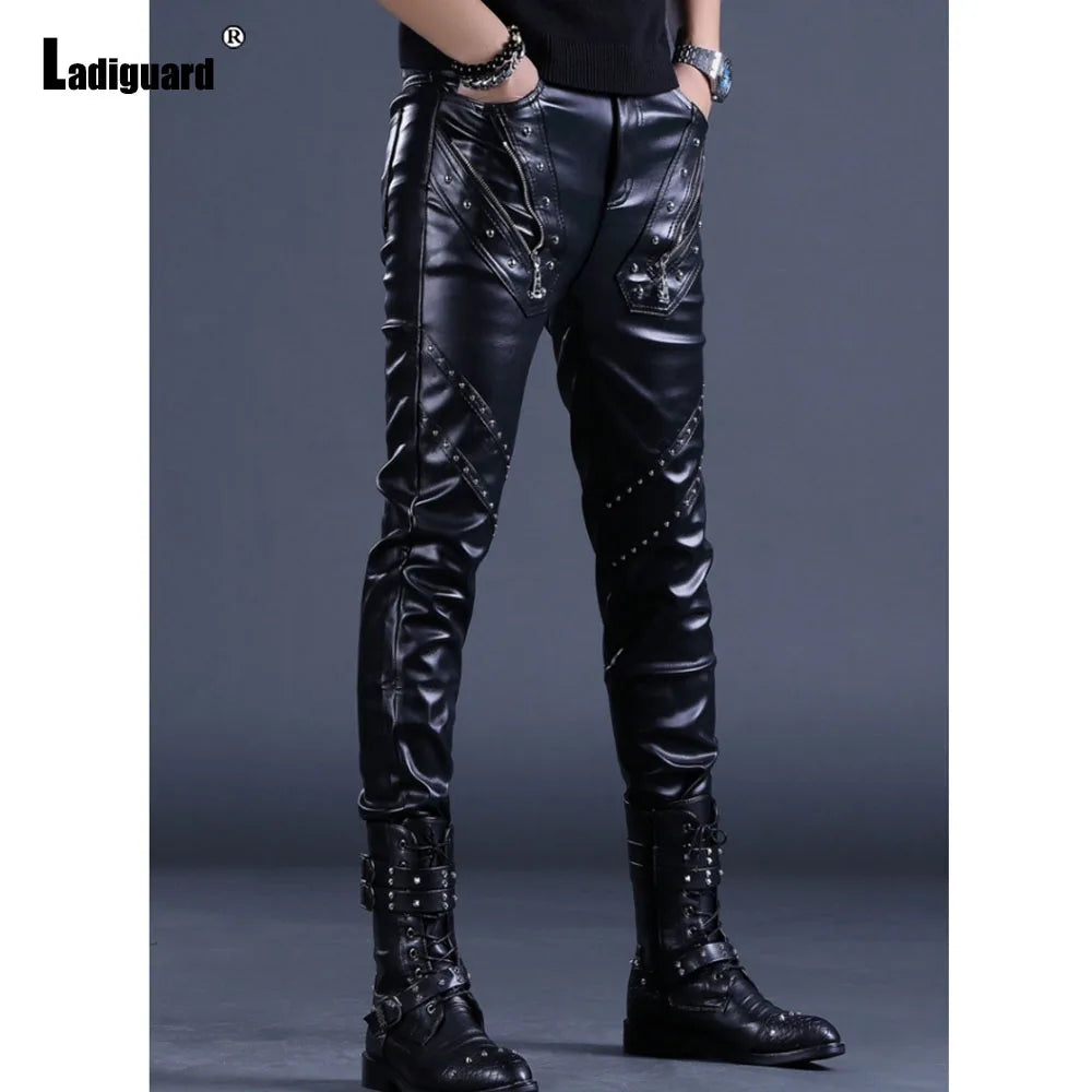 Pantalon simili cuir homme slim style rock, fermeture zip - vue 3