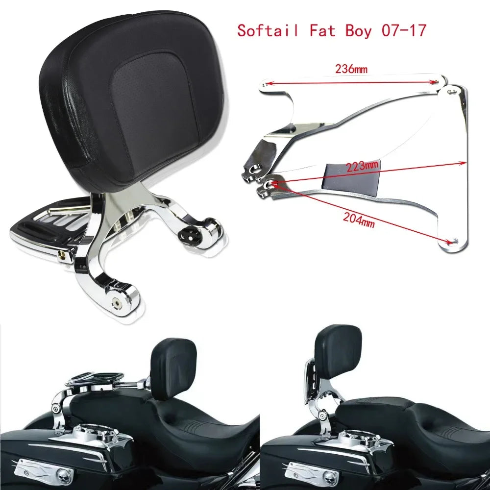 Dossier conducteur/passager réglable (sissy bar) noir/chrome pour Harley-Davidson Softail Breakout, Touring 2009-2017 – photo 4/27