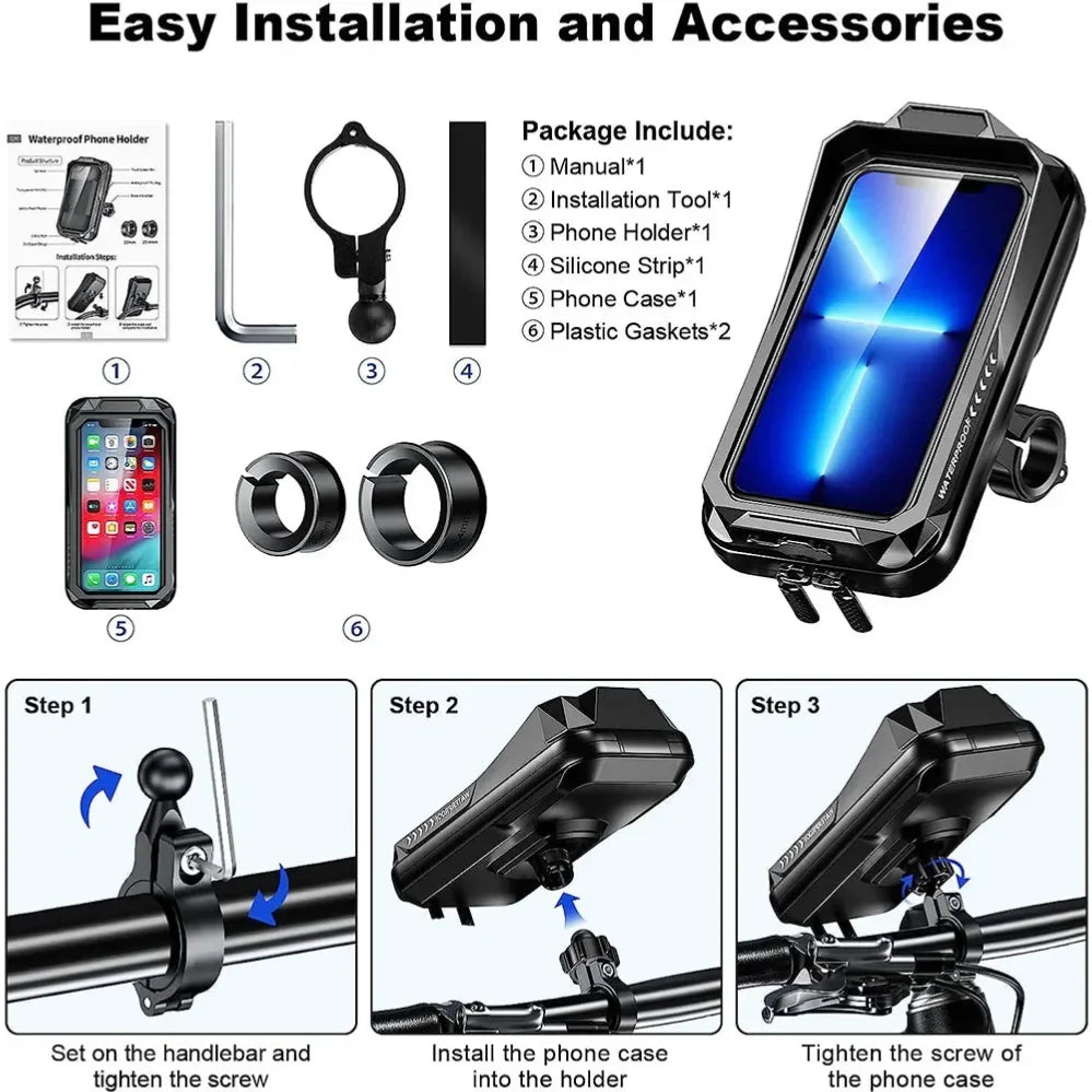 Housse étanche IPX6 pour smartphone moto/vélo avec support guidon universel - vue 5