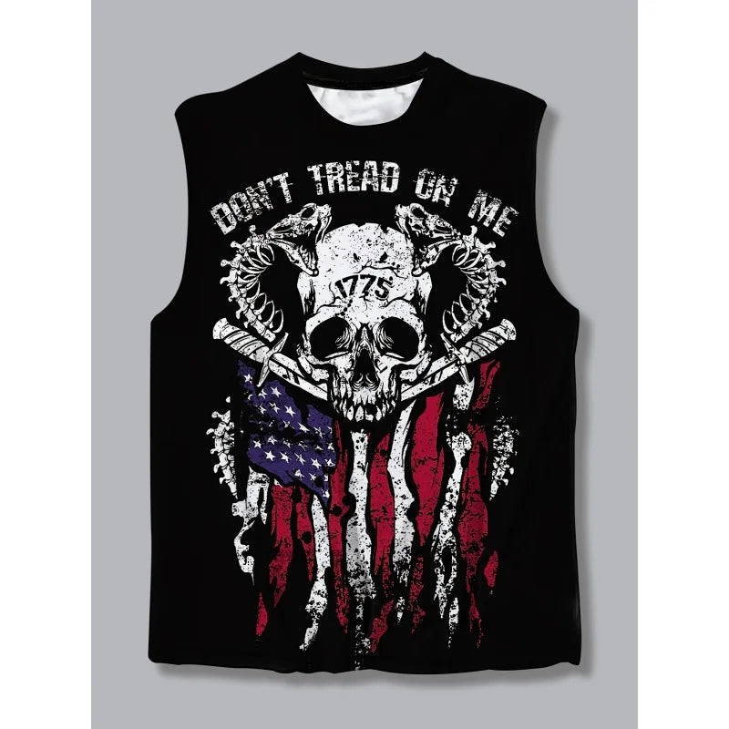 Débardeur homme aigle crâne drapeau USA - vue 5