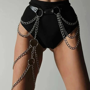 Ceinture harnais noire à franges, vue de face - vue 10