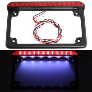 Cadre de plaque d'immatriculation noir avec clignotants LED intégrés, universel moto - vue 1