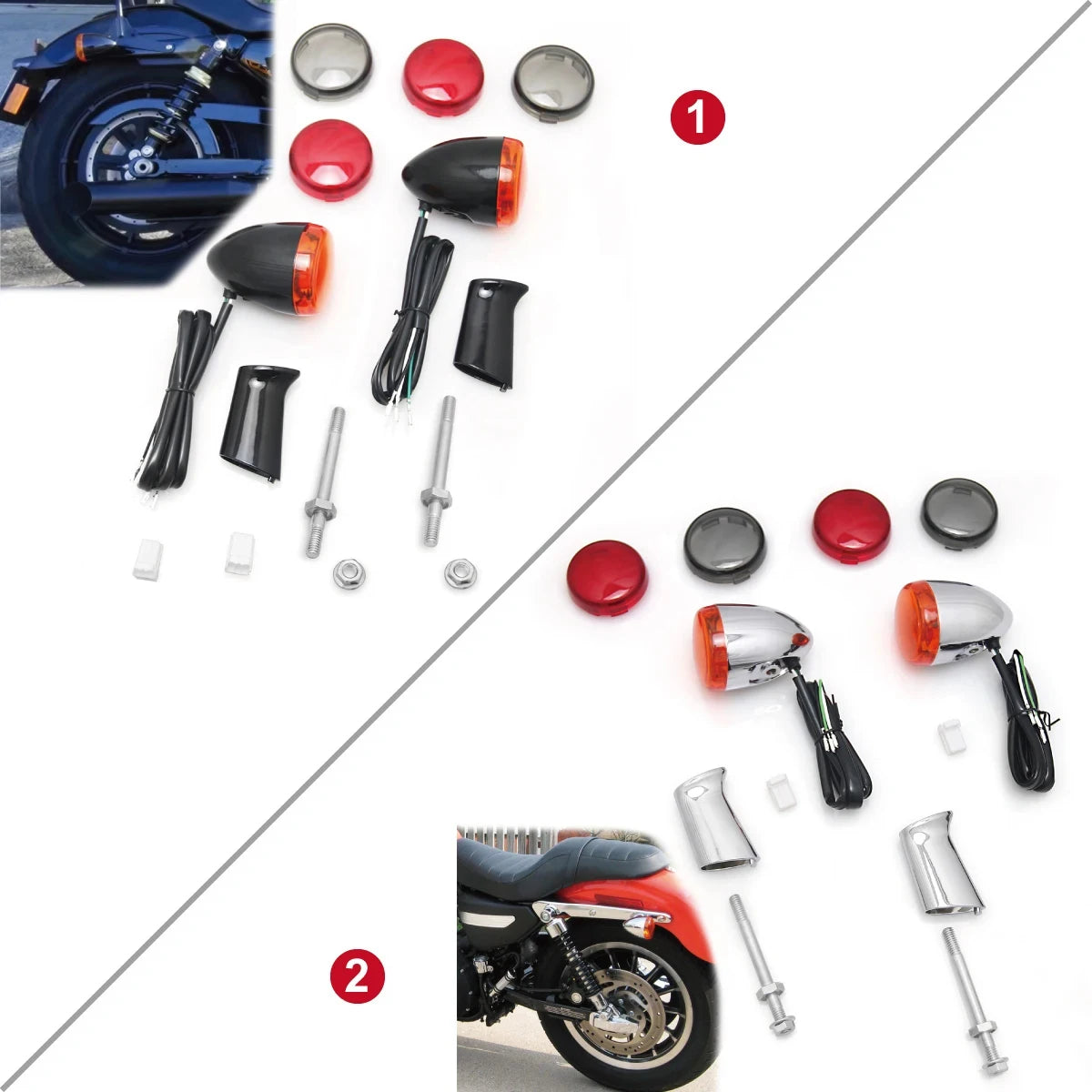 Clignotants arrière bullet pour Harley Sportster - vue 1