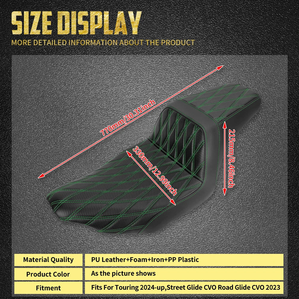 Selle Biplace Piquage Quadrillé - Harley-Davidson Touring 2024 et plus, CVO 2023 – photo 6/12
