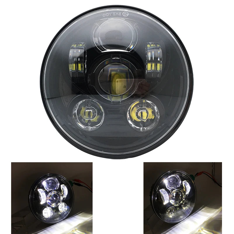 Phare LED noir 5,75 pouces avec feu de jour 40W pour Harley Sportster 883 et XL883 - vue 25