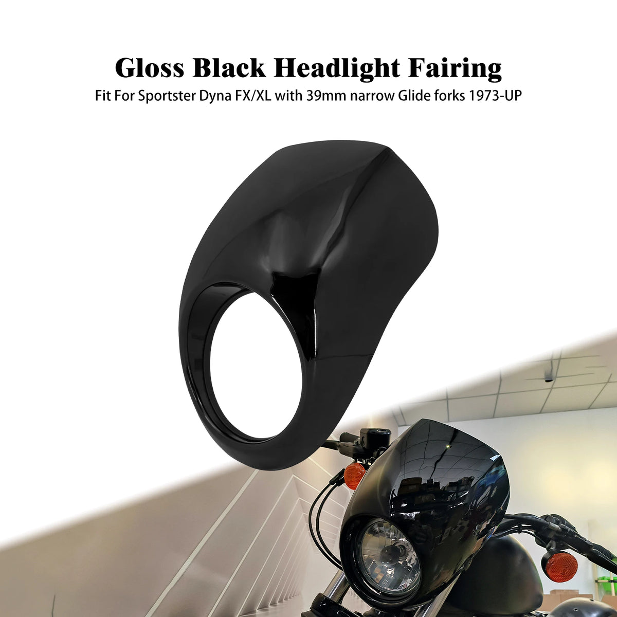 Carénage de Phare Style Cowl (Front Mask) pour Fourche 39mm - Harley-Davidson Sportster et Dyna Low Rider 1973 et plus récent – photo 8/8
