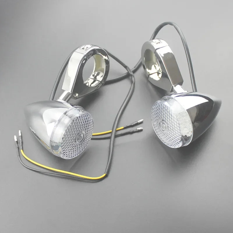 Clignotant LED chromé fourche 39 mm pour Harley Sportster / Dyna - vue 4