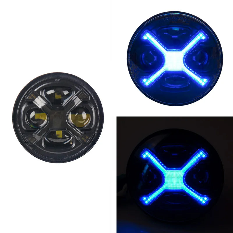 Phare LED style X 5,75 pouces avec feu de jour ambre pour moto rétro Harley Sportster et Scout - vue 11