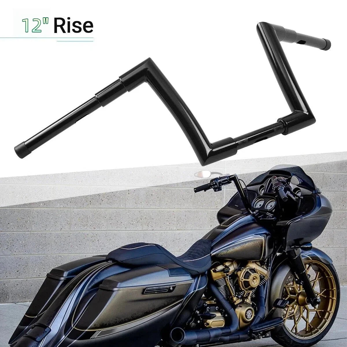 Guidon ape hanger fat bar 12 pouces pour Harley Road King - vue 4