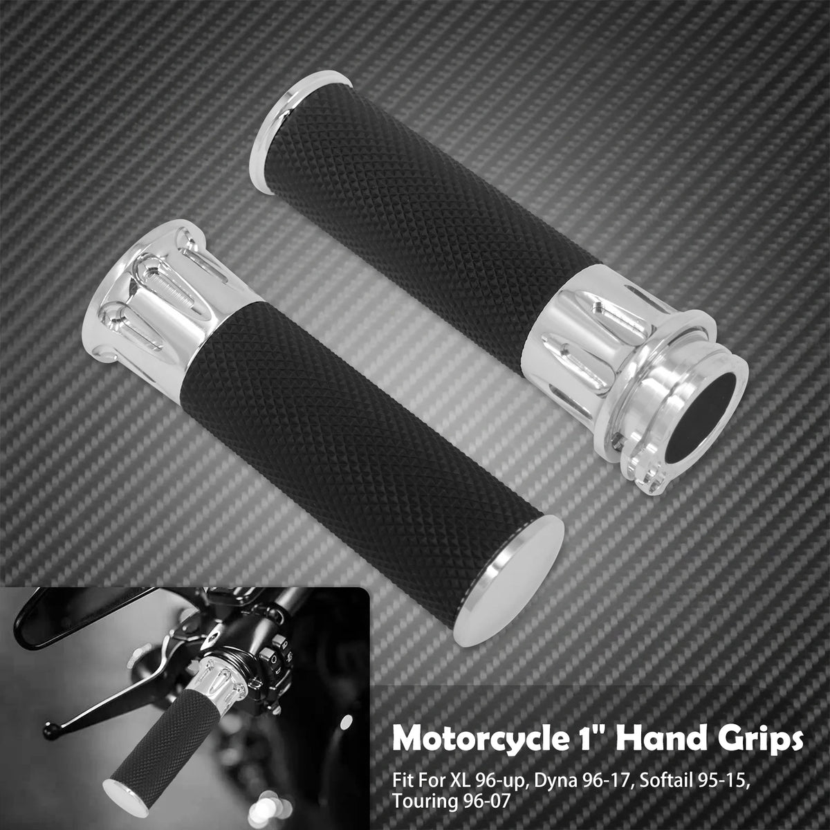 Poignées de guidon CNC 1'' (25mm) - Harley Sportster XL883, XL1200, Touring, Dyna, Softail Custom – photo 7/8