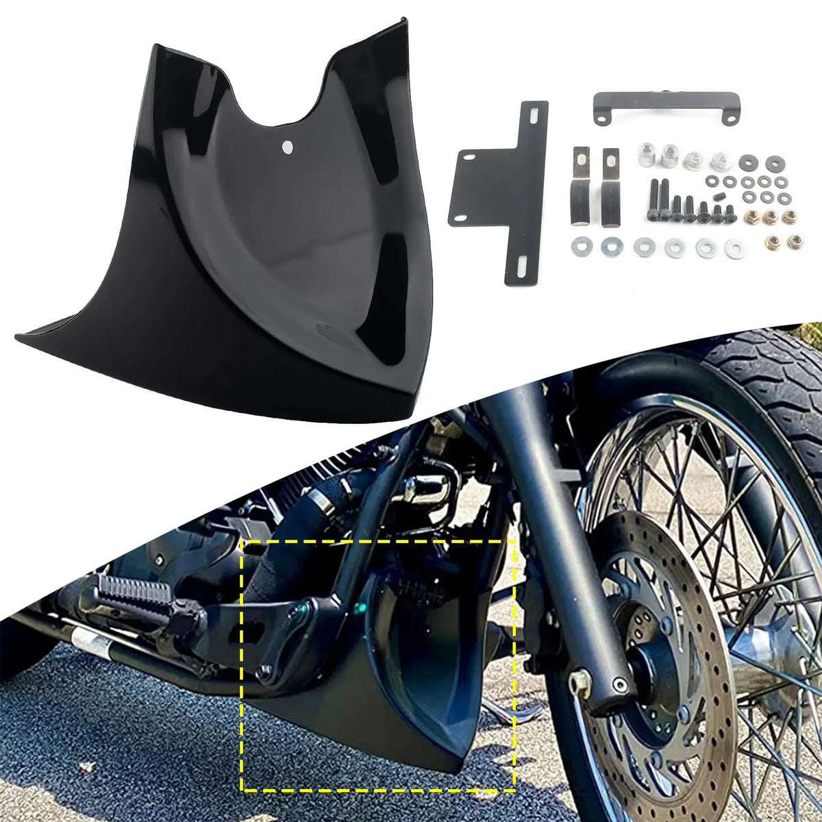 Spoiler bas avant noir en ABS pour Harley-Davidson Touring - vue 3