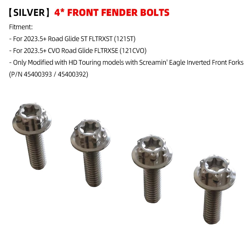 Boulons Titane Étrier/Garde-boue Avant Antivol pour Harley 121 CVO/ST, 117 Road/Street Glide – photo 7/26