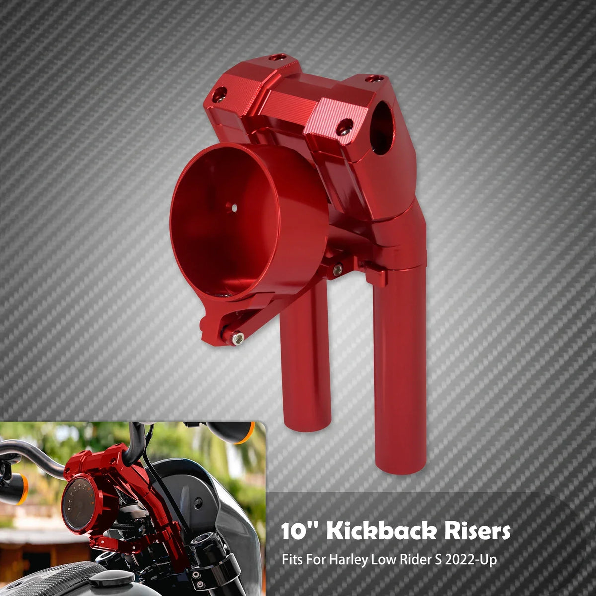 Kit de Rehausseurs de Guidon 10" avec Support Compteur (Kickback Risers) - Harley-Davidson Softail Low Rider S 2022-2024 – photo 9/9