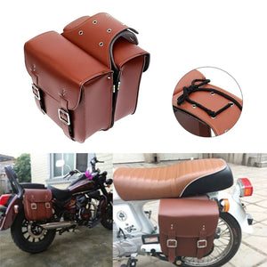 Sacoche cavalière marron pour moto - vue 3