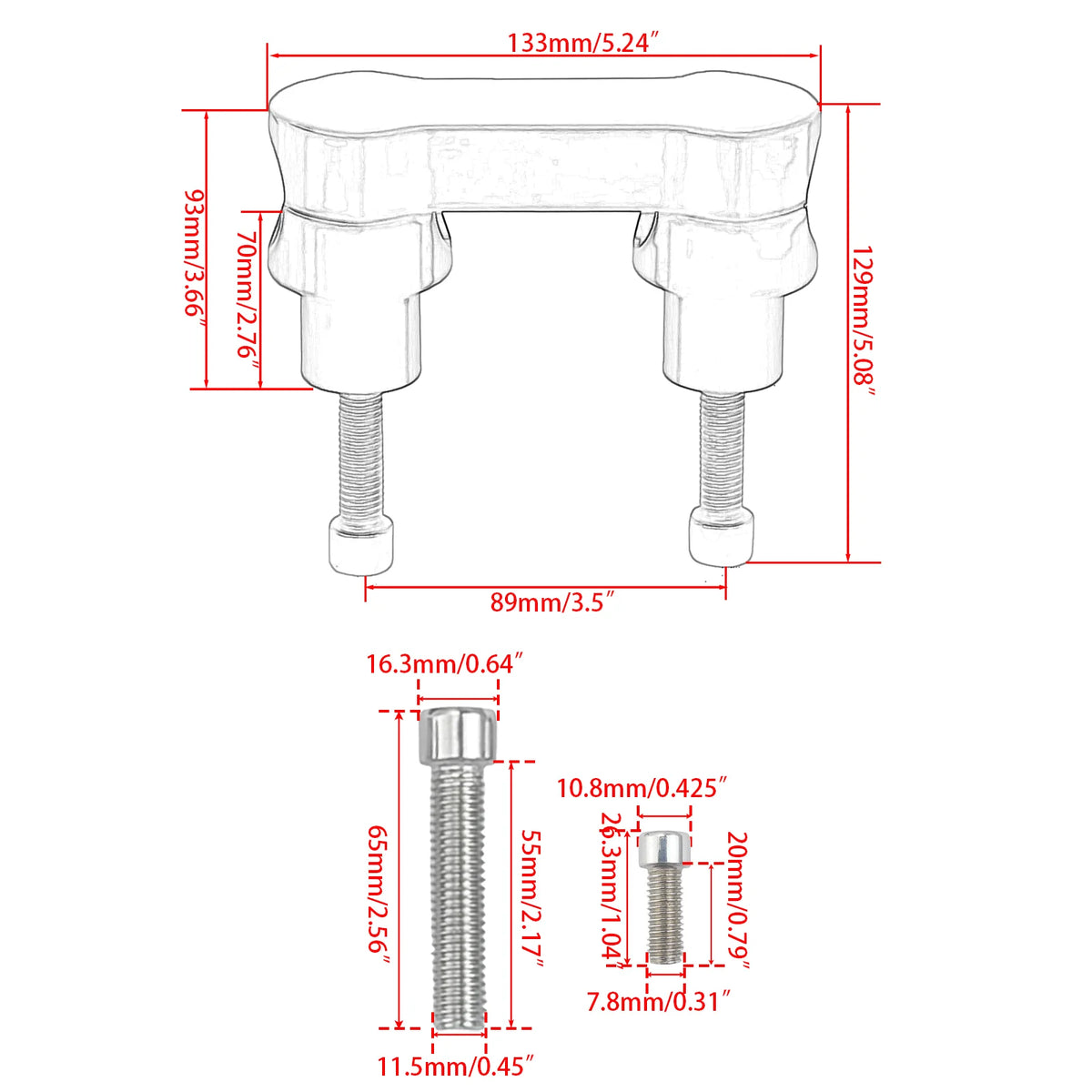 Rehausseurs de guidon 3 po pour Harley Softail Road Glide - vue 4