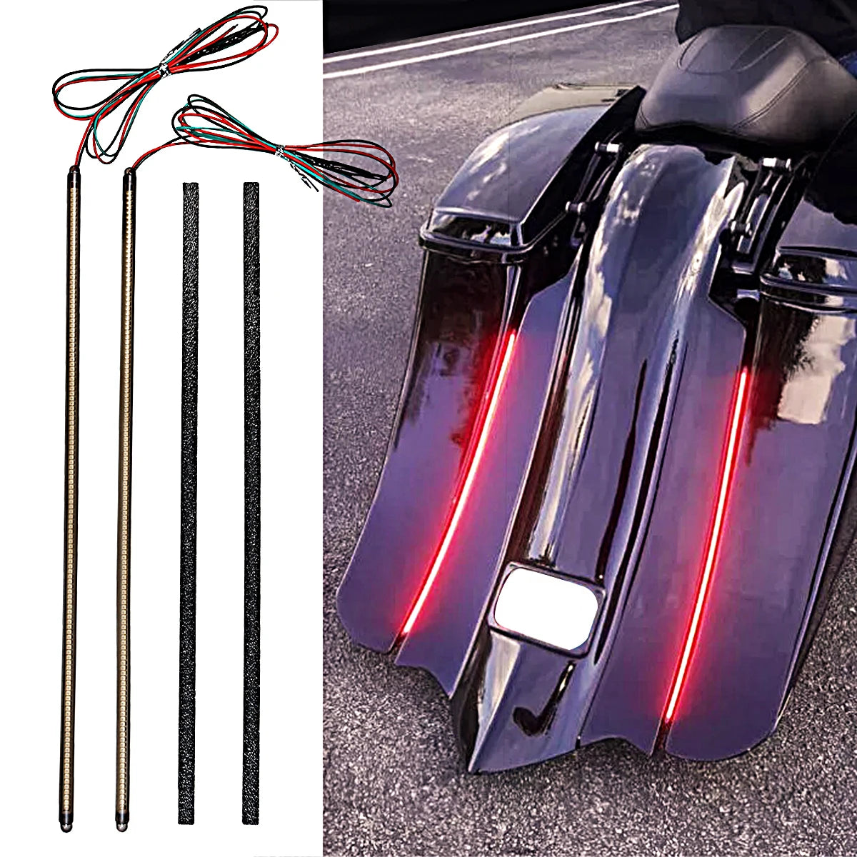 Bandes LED de garde-boue allongé pour Harley Touring - vue 1