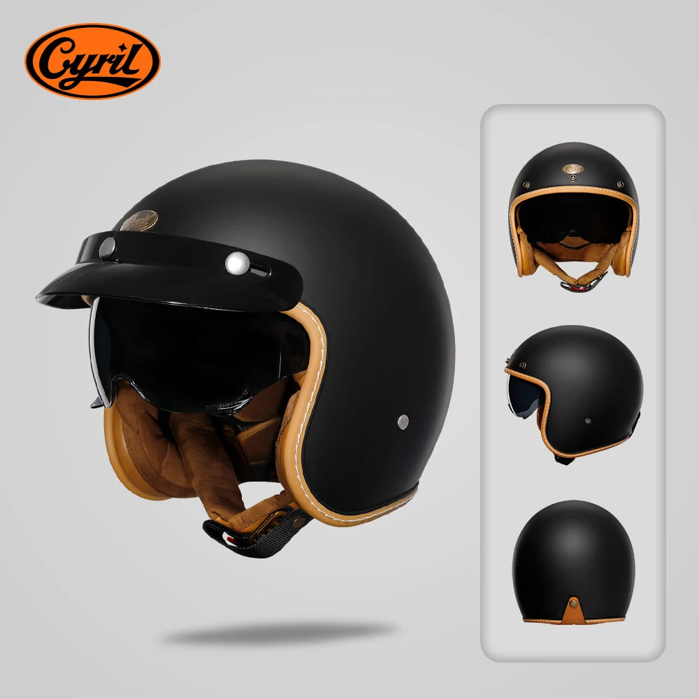 Casque moto jet rétro CYRIL B206 avec visière - vue 10