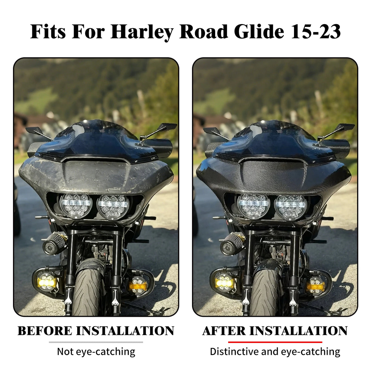 Carénage extérieur en fibre de carbone noir pour Harley-Davidson Road Glide - vue 2