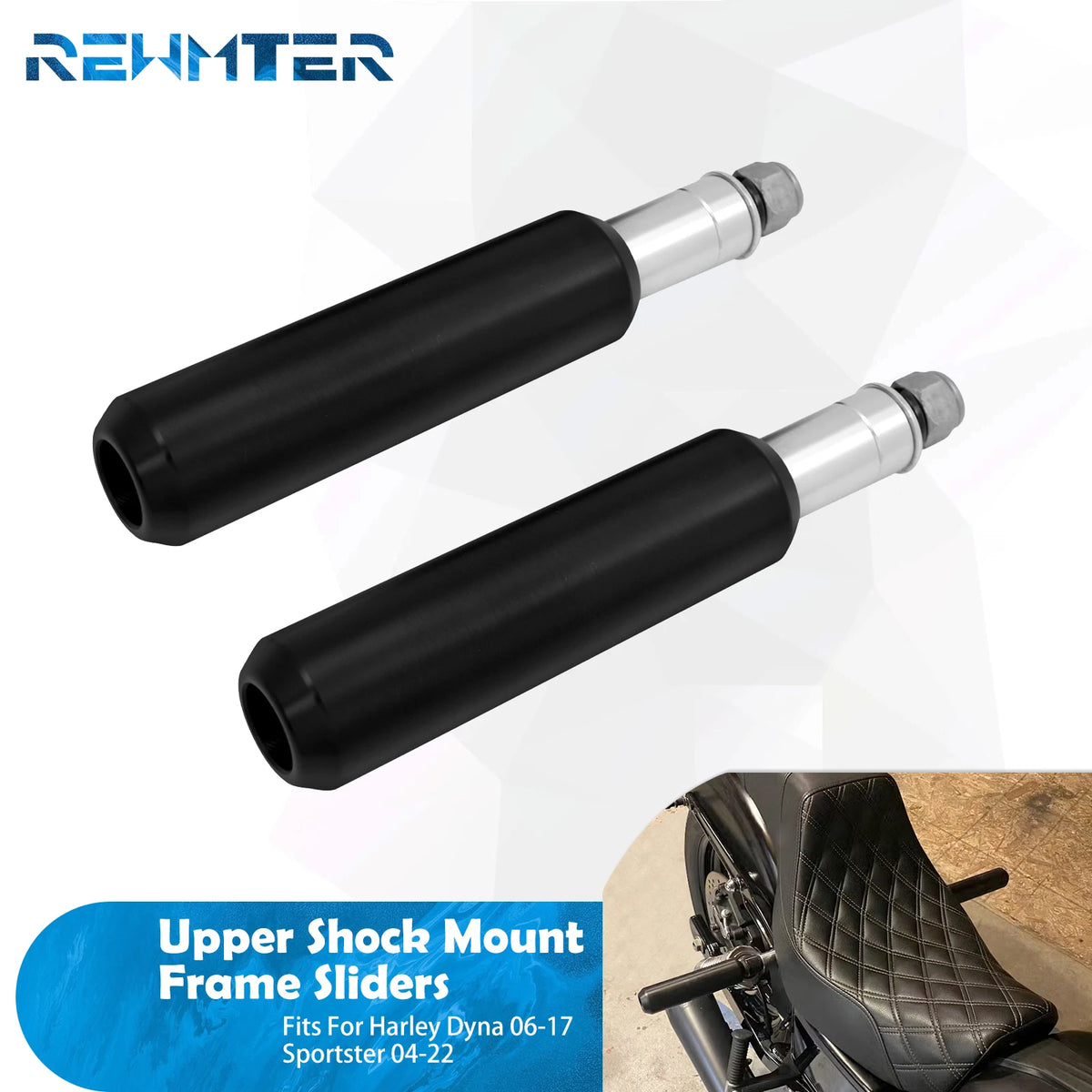 Slider de cadre noir pour Harley Sportster fixé sur amortisseur - vue 1