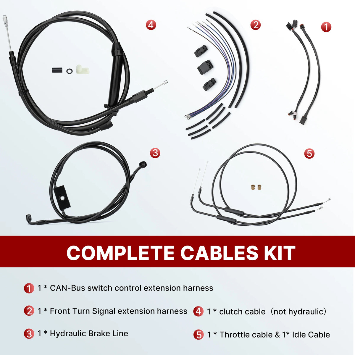 Kit de Câbles Rallongés 12"/14"/16" pour Guidon - Harley-Davidson Sportster XL 2014-2024 (Avec ABS) – photo 3/12