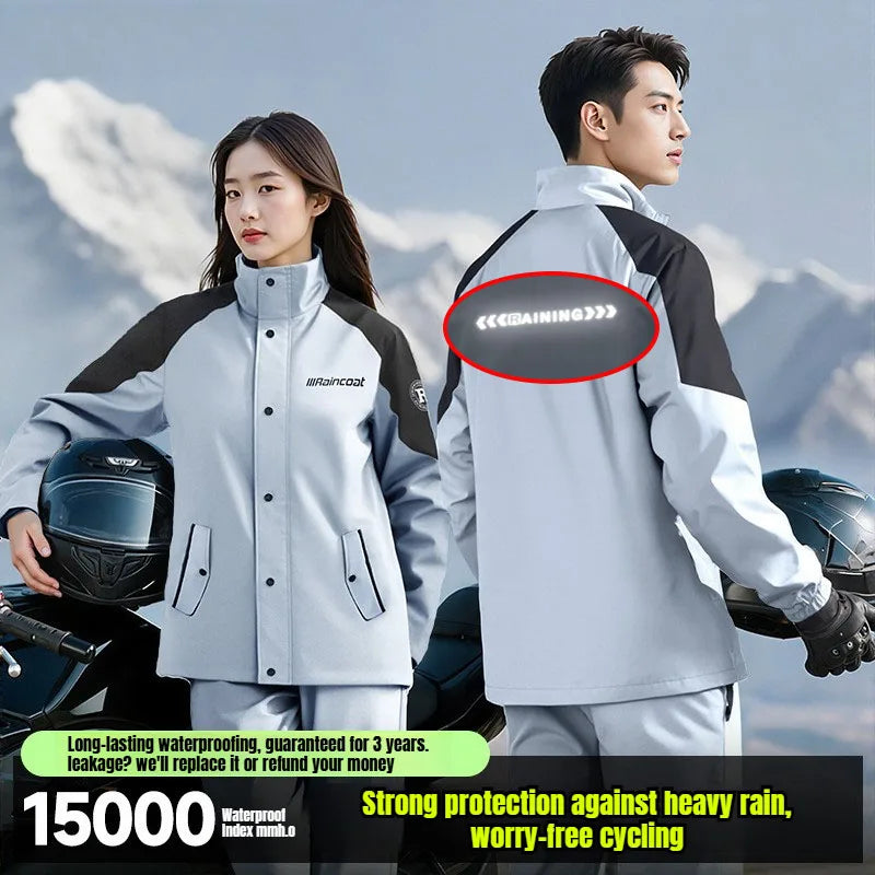 Ensemble de pluie moto réfléchissant - Veste et pantalon imperméables