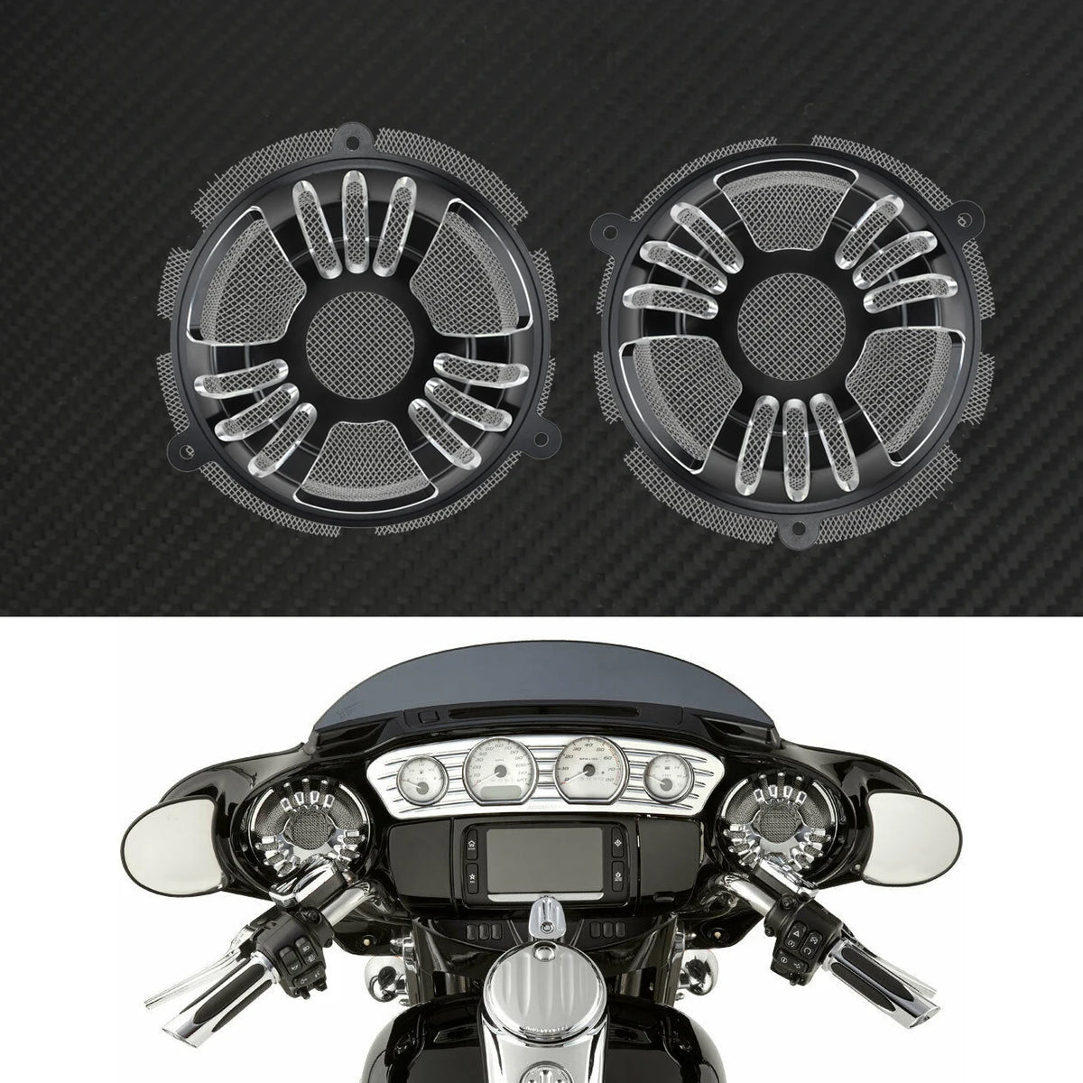 Grilles de haut-parleurs avant 6'' en aluminium (lot de 2) - Harley Touring Electra Glide, Street Glide, Tri Glide 2014-2023 – photo 9/12