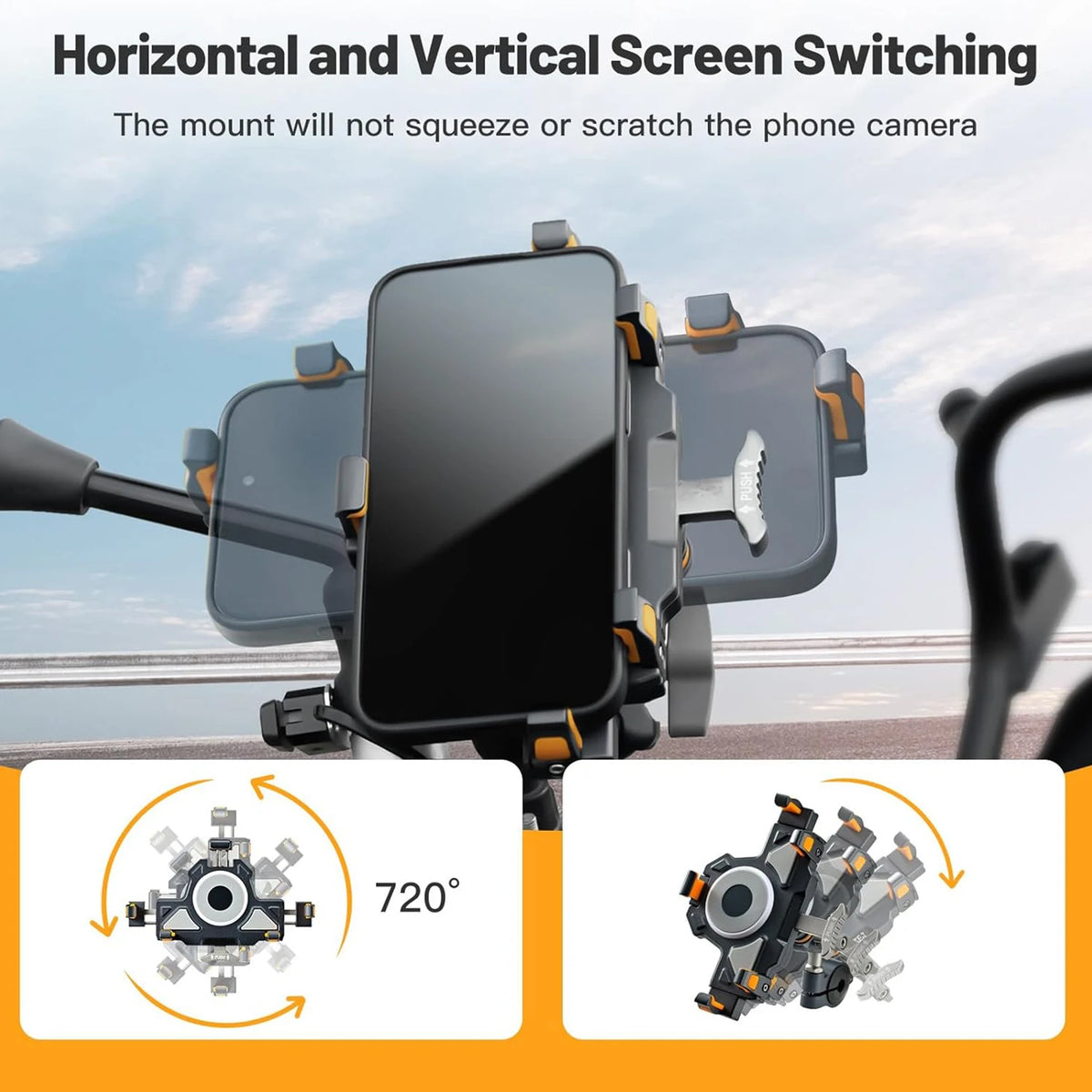 Support Téléphone Moto Universel en Alliage Anti-Vibrations 360° - vue 2
