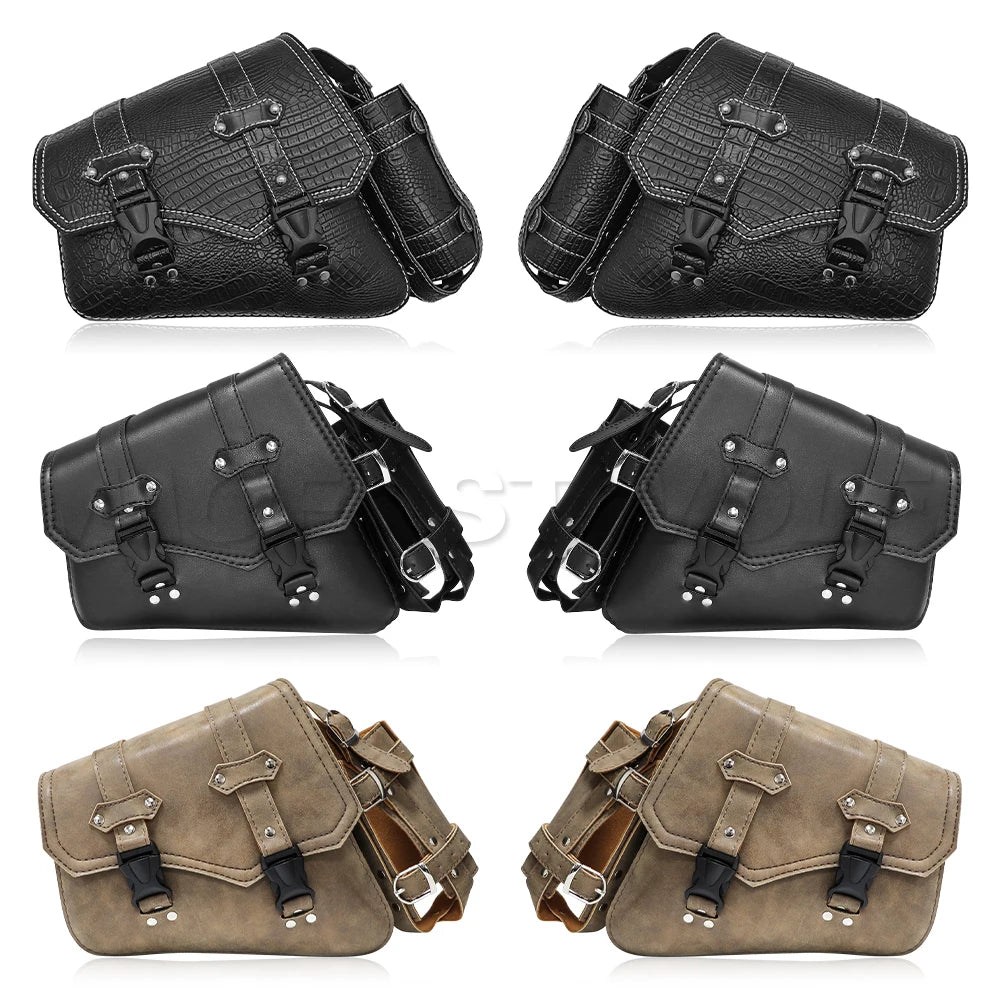 Sacoche de bras oscillant noire côté gauche fixée sur une Harley-Davidson Softail - vue 1