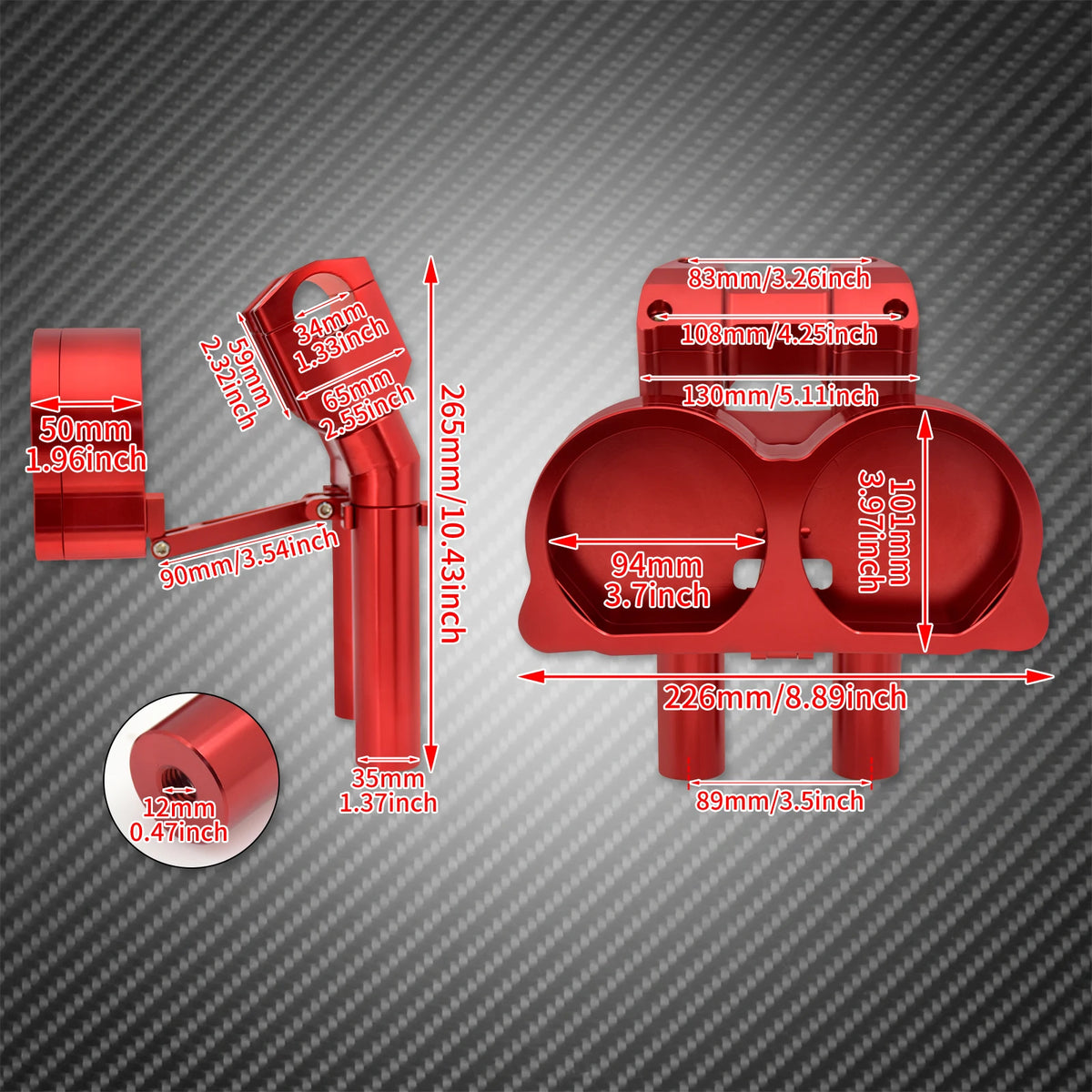 Support de Guidon Rouge avec Fixation Instruments - Harley-Davidson Touring Road Glide 2015-2023 – photo 6/8