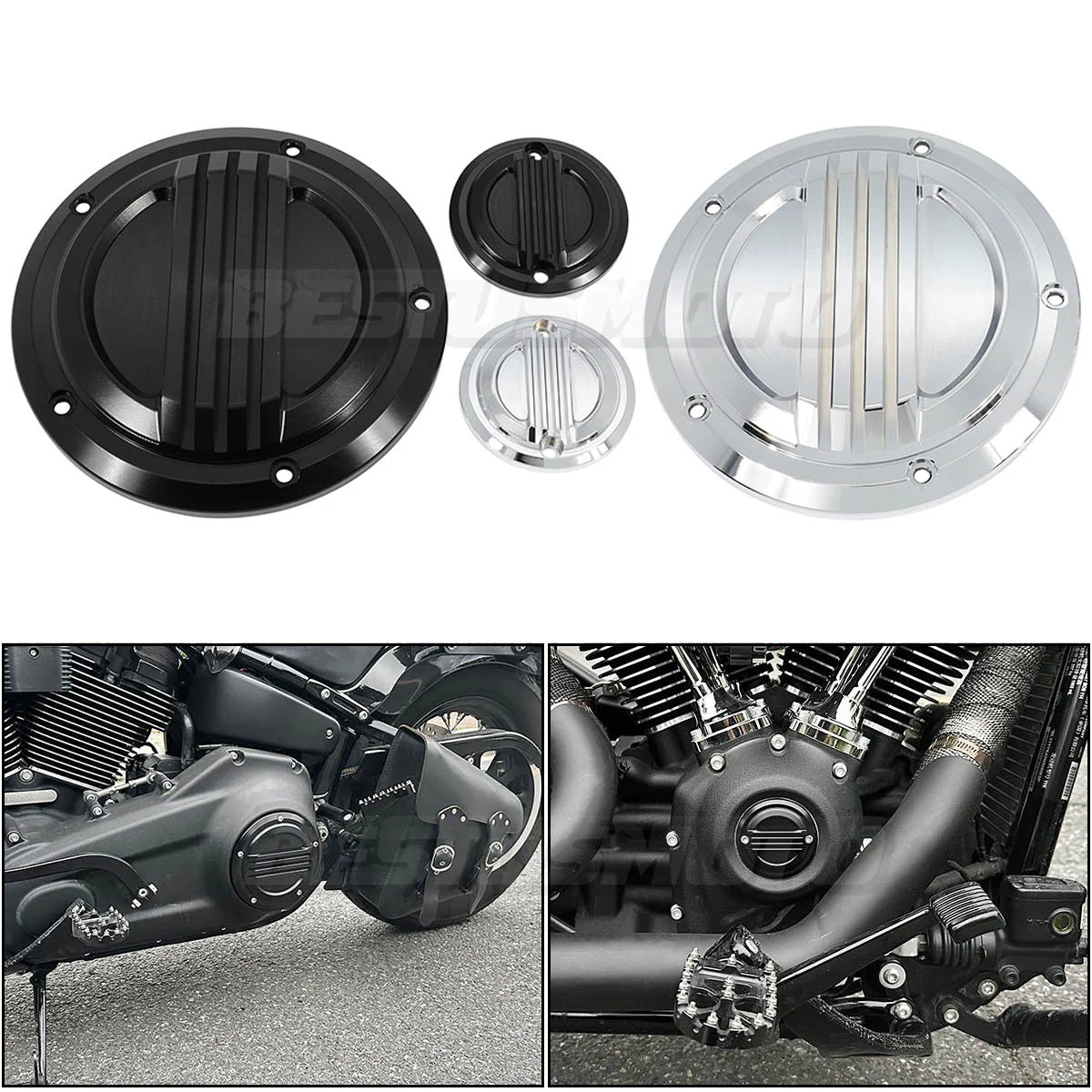 Derby cover à rainures pour Harley Softail 2018+ - vue 1