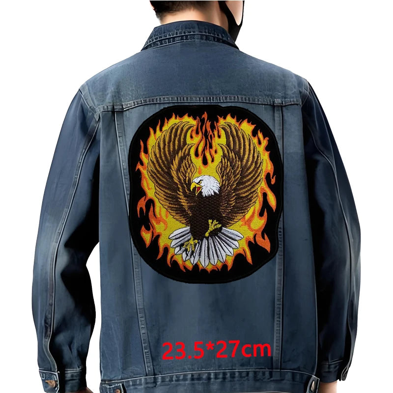 Grand écusson dorsal brodé style biker moto pour blouson - vue 41