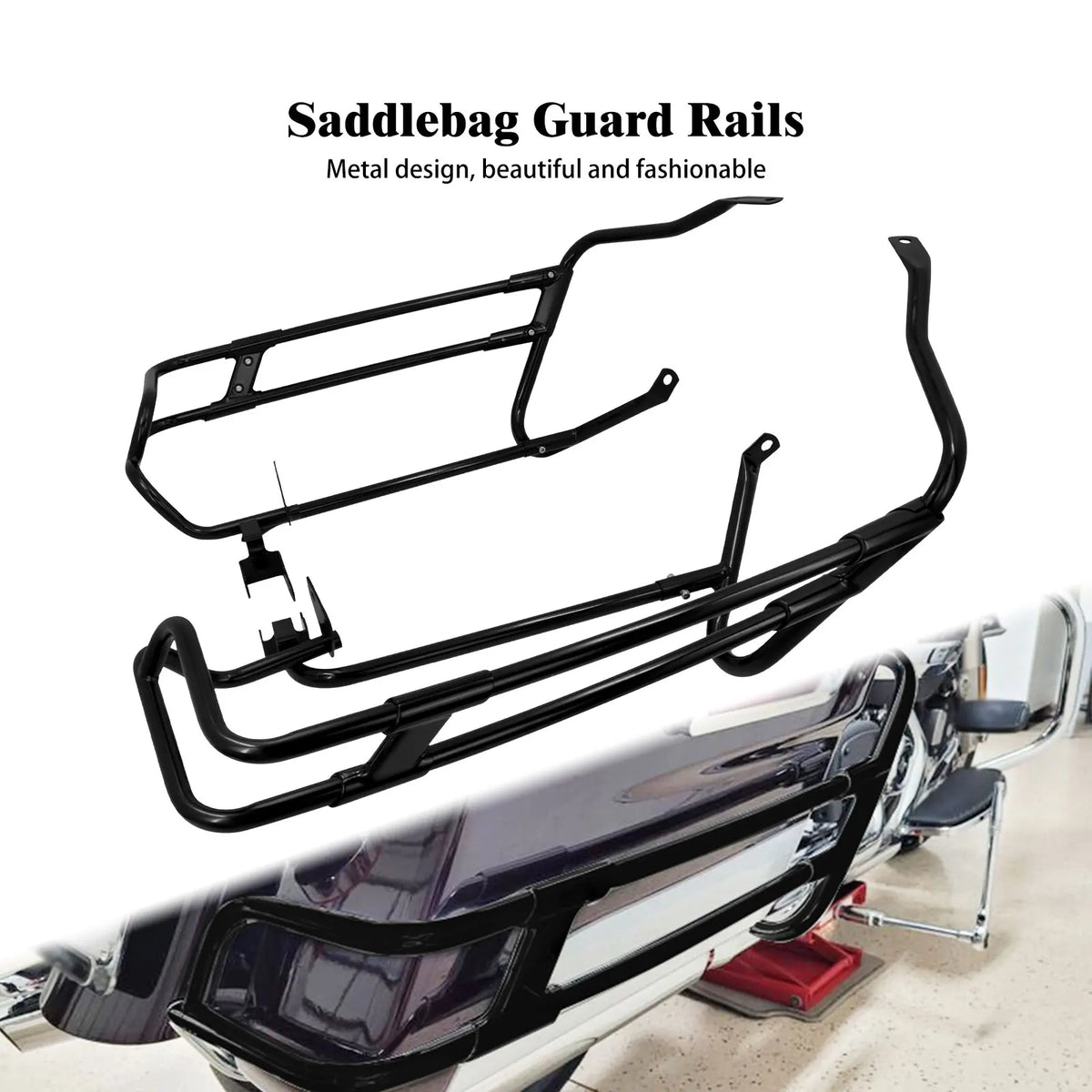 Kit support de sacoches arrière avec arceaux de protection en acier pour Harley-Davidson - vue 1