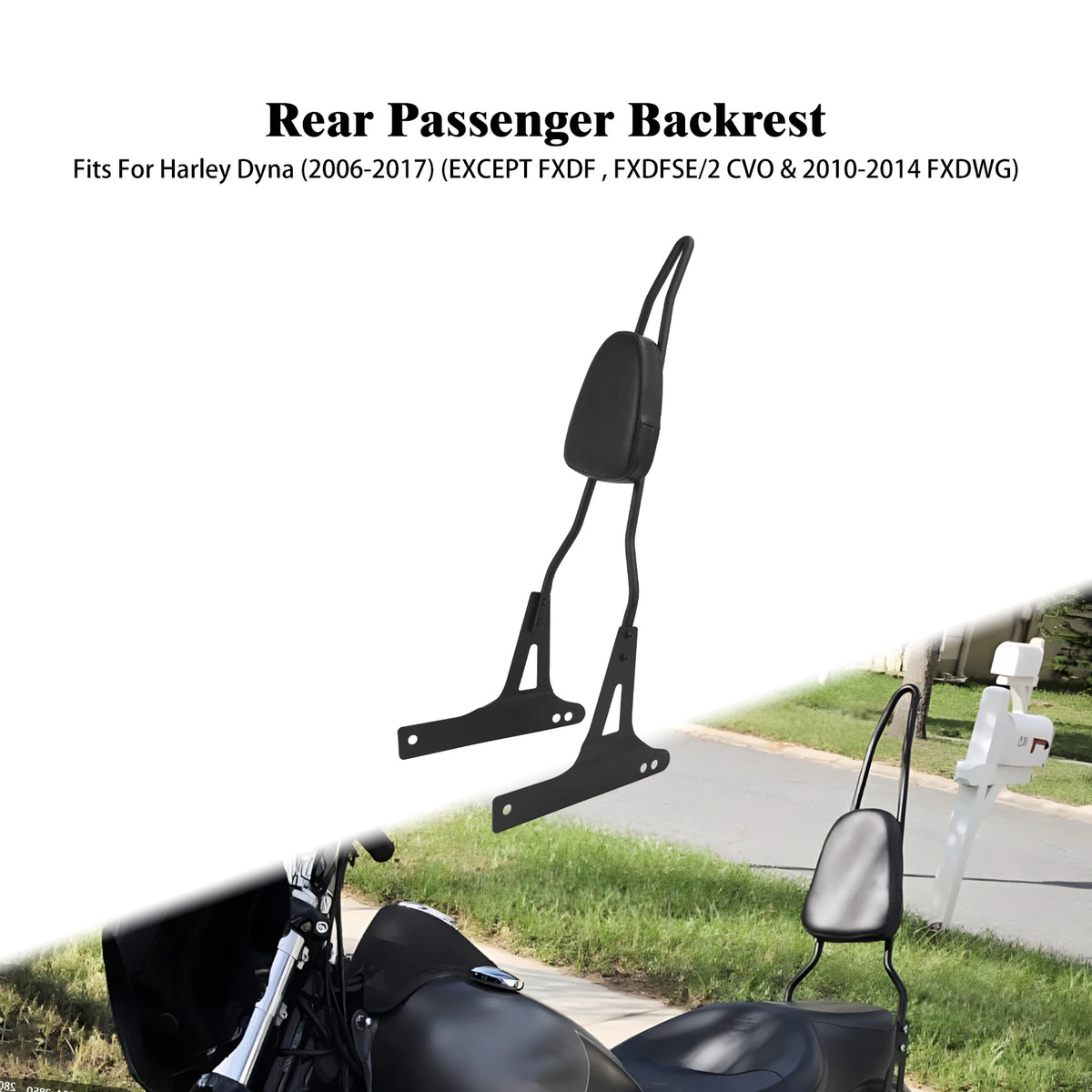 Dossier passager détachable (sissy bar) pour Harley-Davidson Dyna Low Rider, Street Bob 2006-2017 – photo 1/6
