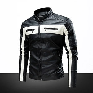 Blouson cuir homme col montant, style motard grande taille - vue 7