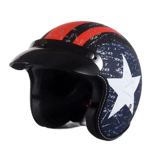 Casque Moto Jet Vintage Noir Brillant - Style Café Racer - vue 3