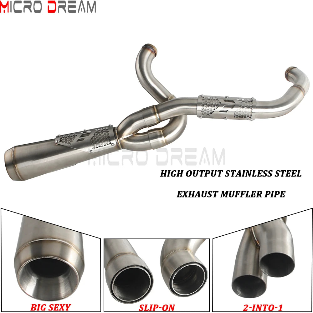 Échappement 2 en 1 inox pour Harley Dyna - vue 3