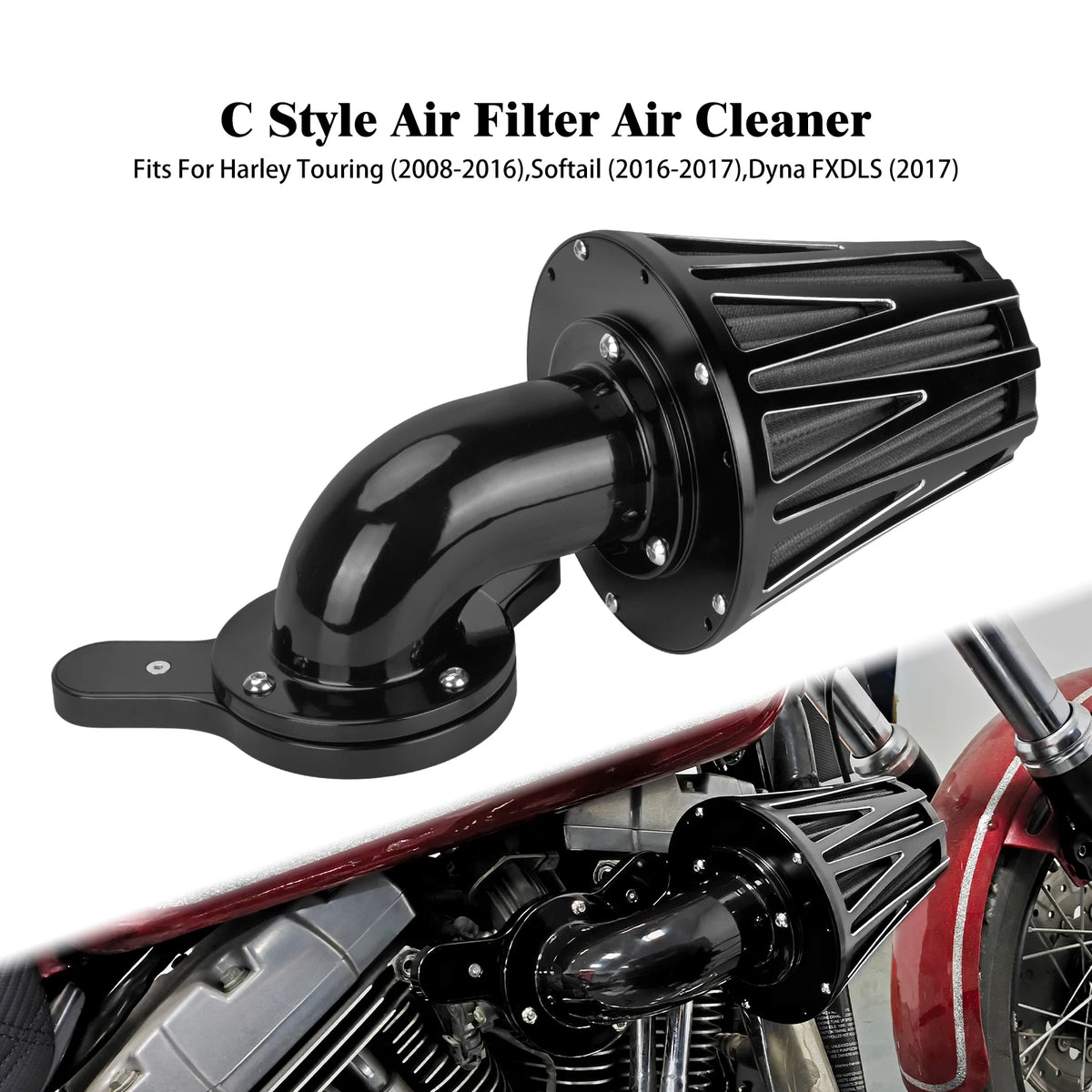 Filtre à air CNC gris et rouge pour moteur Harley-Davidson - vue 11